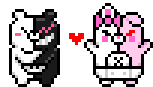 a pixel gif of the monokuma and monomi ship